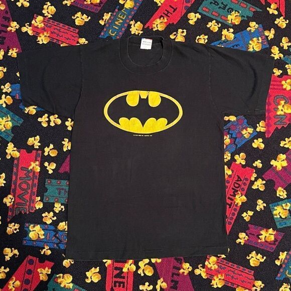 VTG ’88 Batman Promo Tee Single Stitch Black Graphic Tee Shirt / Size M - Picture 1 of 4